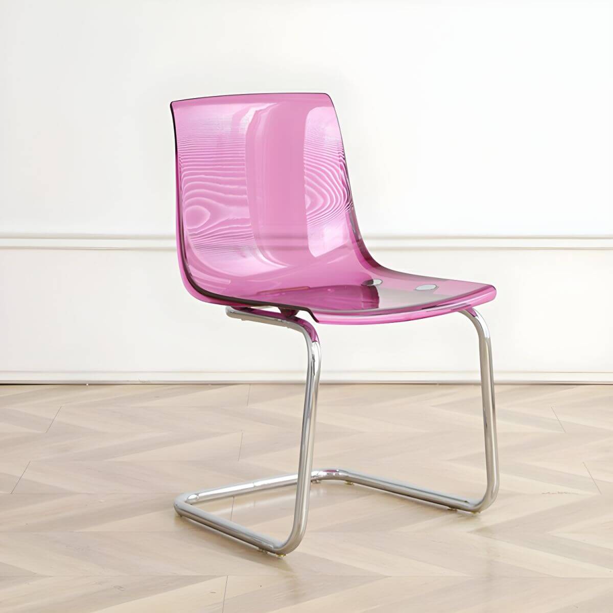 Scandinavian style plastic and acrylic non-upholstered side dining chair