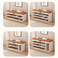 Simplistic Modern Design Shoe Bench with Comfortable Upholstered Seat and Space-Saving Storage