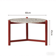 Vibrant Red & Elegant Terrazzo Round Side Table - Modern Minimalist Design