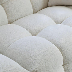 27.55" Tall Tuxedo Arm Sofa Fabric Biscuit Back Sofa in White Sofa