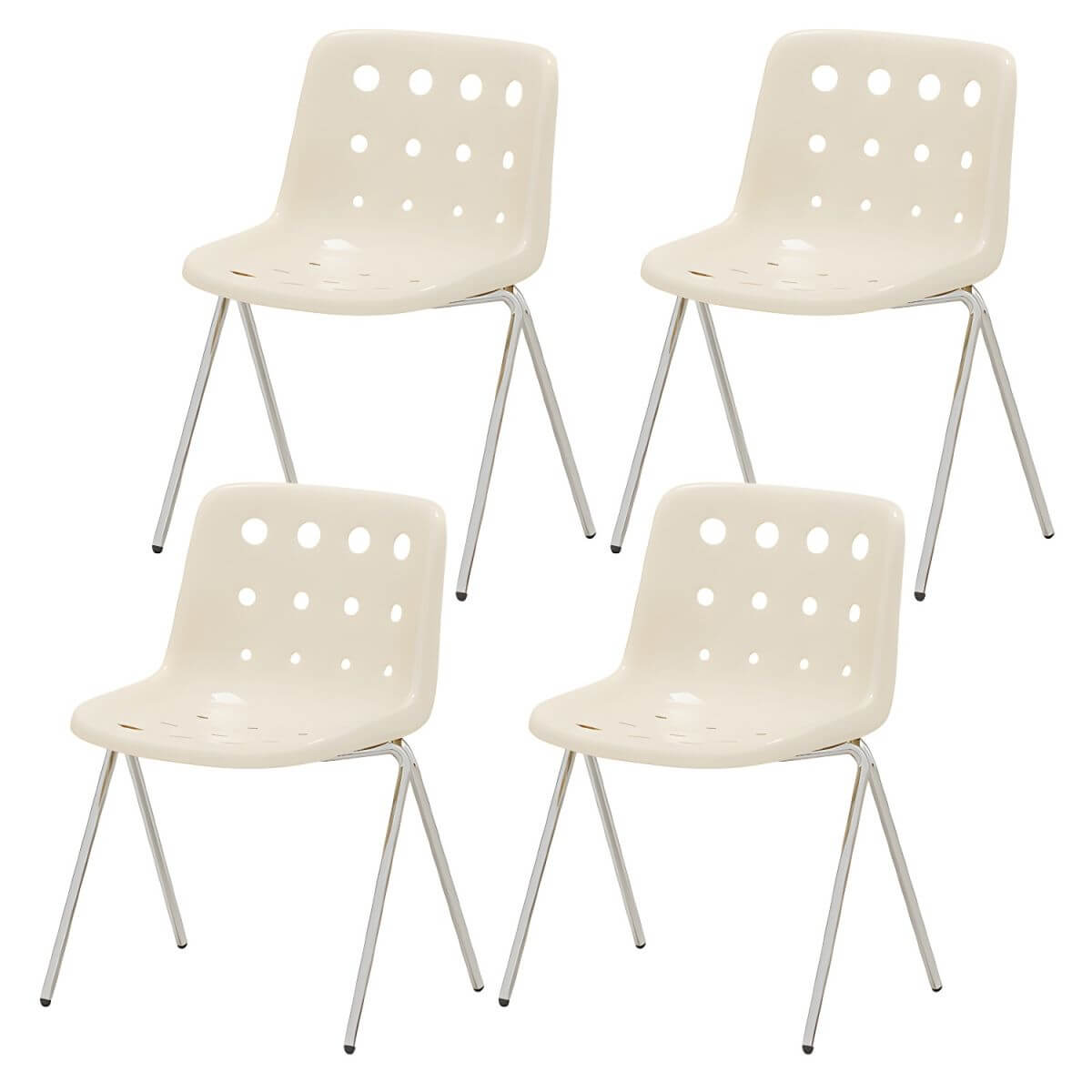 Stackable Scandinavian plastic and acrylic side chair with low back for dining