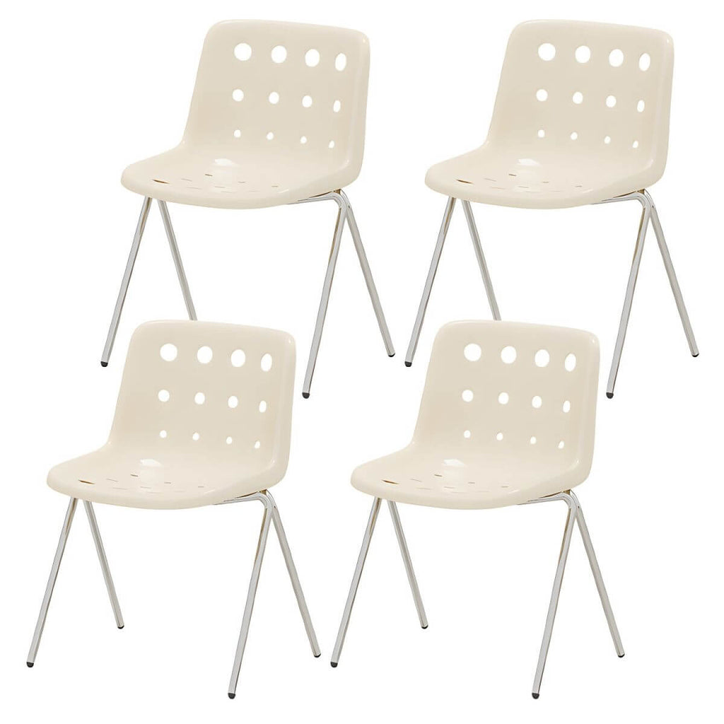 Stackable Scandinavian plastic and acrylic side chair with low back for dining