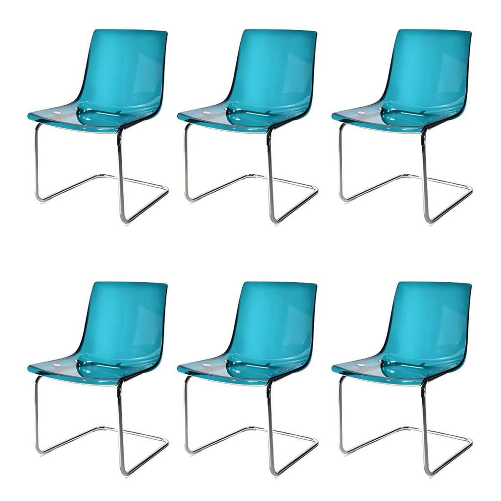 Scandinavian style low back side chair made of plastic and acrylic, ideal for kitchen and dining areas