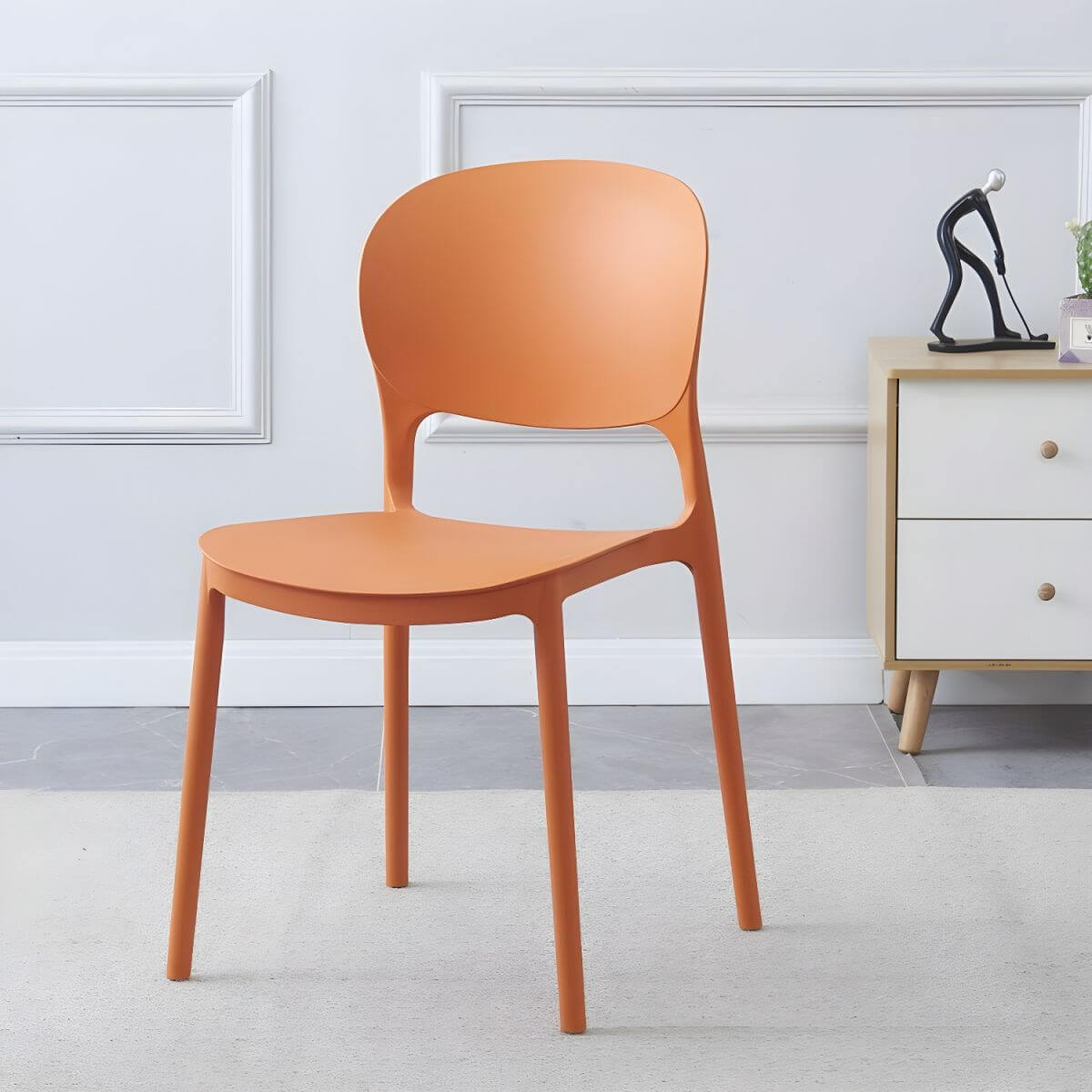 Scandinavian style stackable plastic and acrylic dining side chair for kitchen and dining