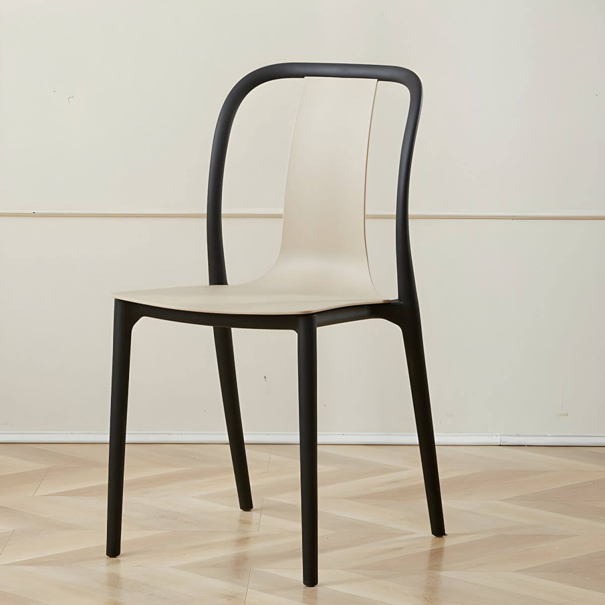 Low-back plastic and acrylic side chair with modern style for kitchen and dining areas