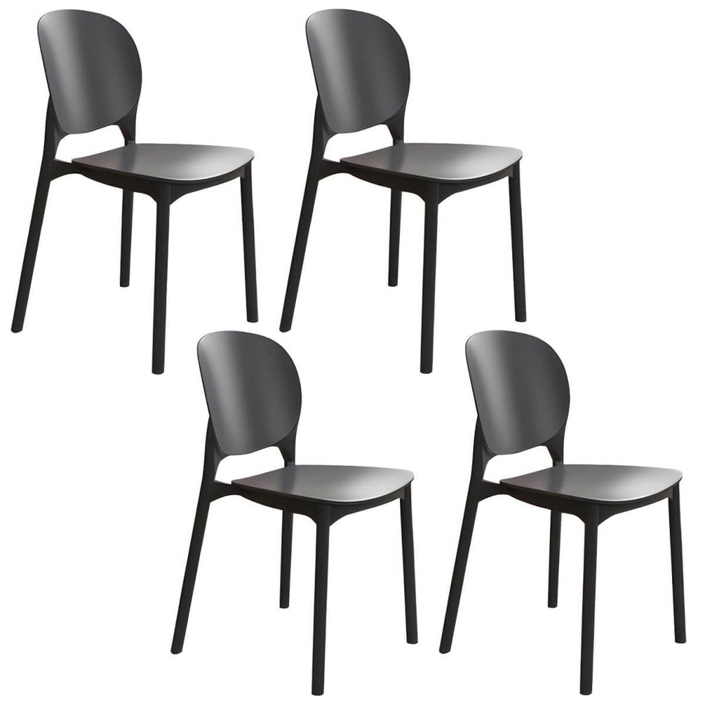 Stackable Scandinavian side chair with open back made of plastic and acrylic for dining