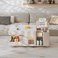 Modern Cream Lift-Top Coffee Table with Smart Storage and Easy Mobility