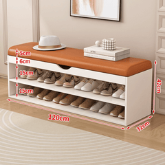 Simplistic Modern Design Shoe Bench with Comfortable Upholstered Seat and Space-Saving Storage