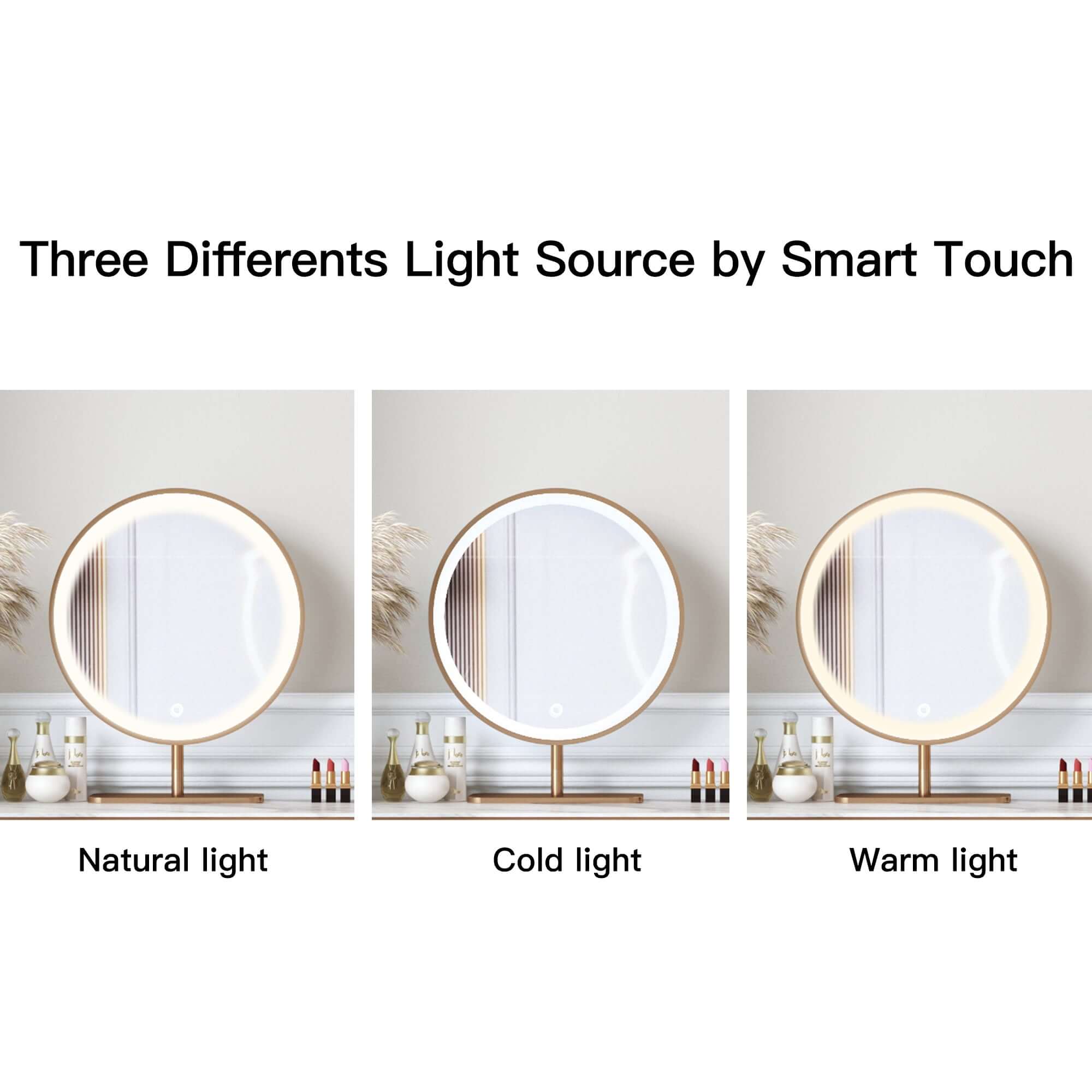 Irregular-shaped makeup mirror with bright LED lights for clear and precise makeup application