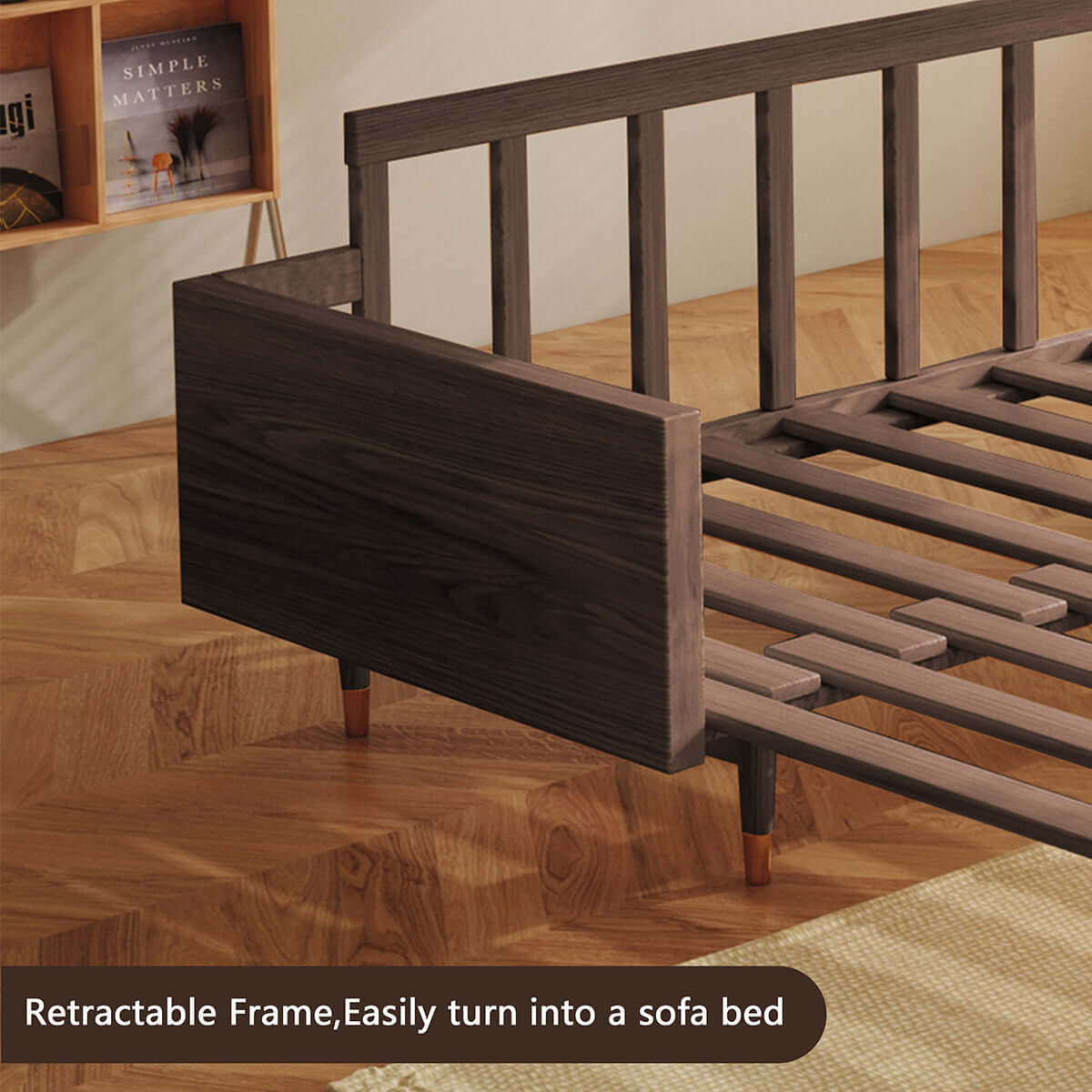 Modern 3 seater sofa bed with wooden frame and pull-out convertible design