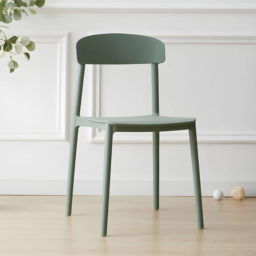 Scandinavian style low back kitchen and dining chair made of plastic and acrylic