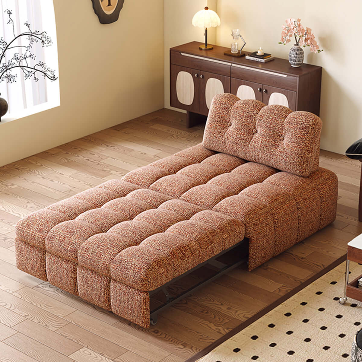 Cocochairs Modern Chenille Pull-Out Single Sofa Bed – Space-Saving Lounge & Guest Sleeper