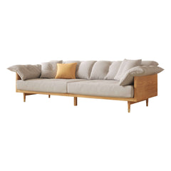 Modern 3-Seat Upholstered Cotton Linen Sofa Solid Wood Frame Sofa
