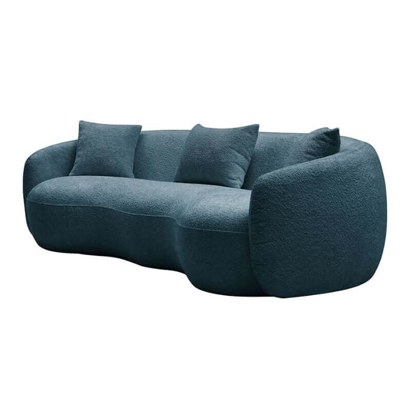 93.6" Modern Curved Sofa - Blue Boucle, 4-Seater