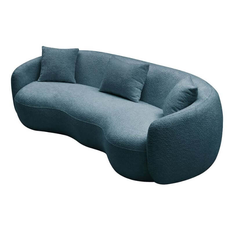 93.6" Modern Curved Sofa - Blue Boucle, 4-Seater