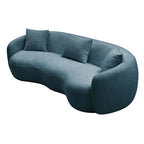 93.6" Modern Curved Sofa - Blue Boucle, 4-Seater