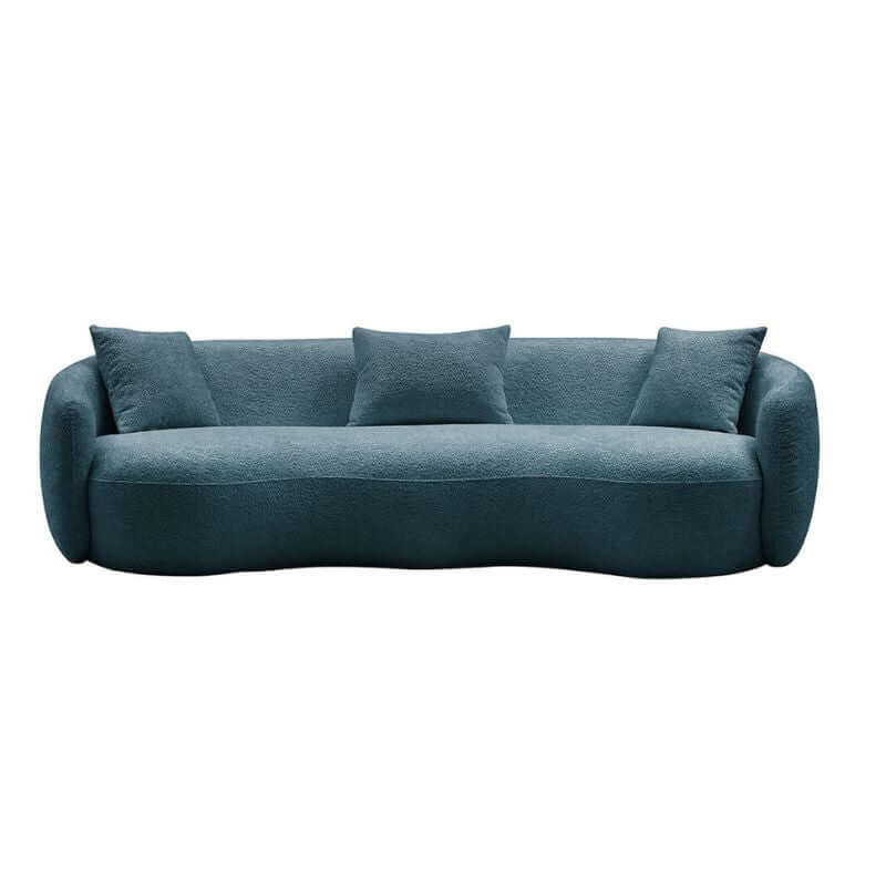 93.6" Modern Curved Sofa - Blue Boucle, 4-Seater