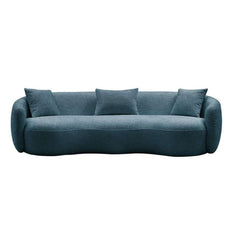 93.6" Modern Curved Sofa - Blue Boucle, 4-Seater