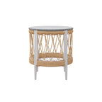 Outdoor 3-piece swivel sofa set with aluminum frame, weave rope, and side table in khaki