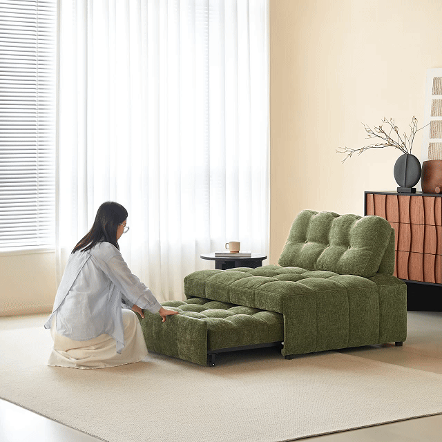 Cocochairs Modern Chenille Pull-Out Single Sofa Bed – Space-Saving Lounge & Guest Sleeper