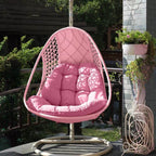 Ivory and dove grey porch swing with alloy stand and comfortable pads