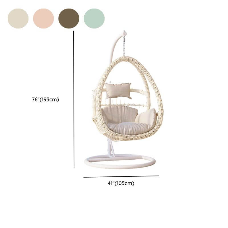 Pink metal 2-seater porch swing with stand, chain, and cushions for outdoor seating