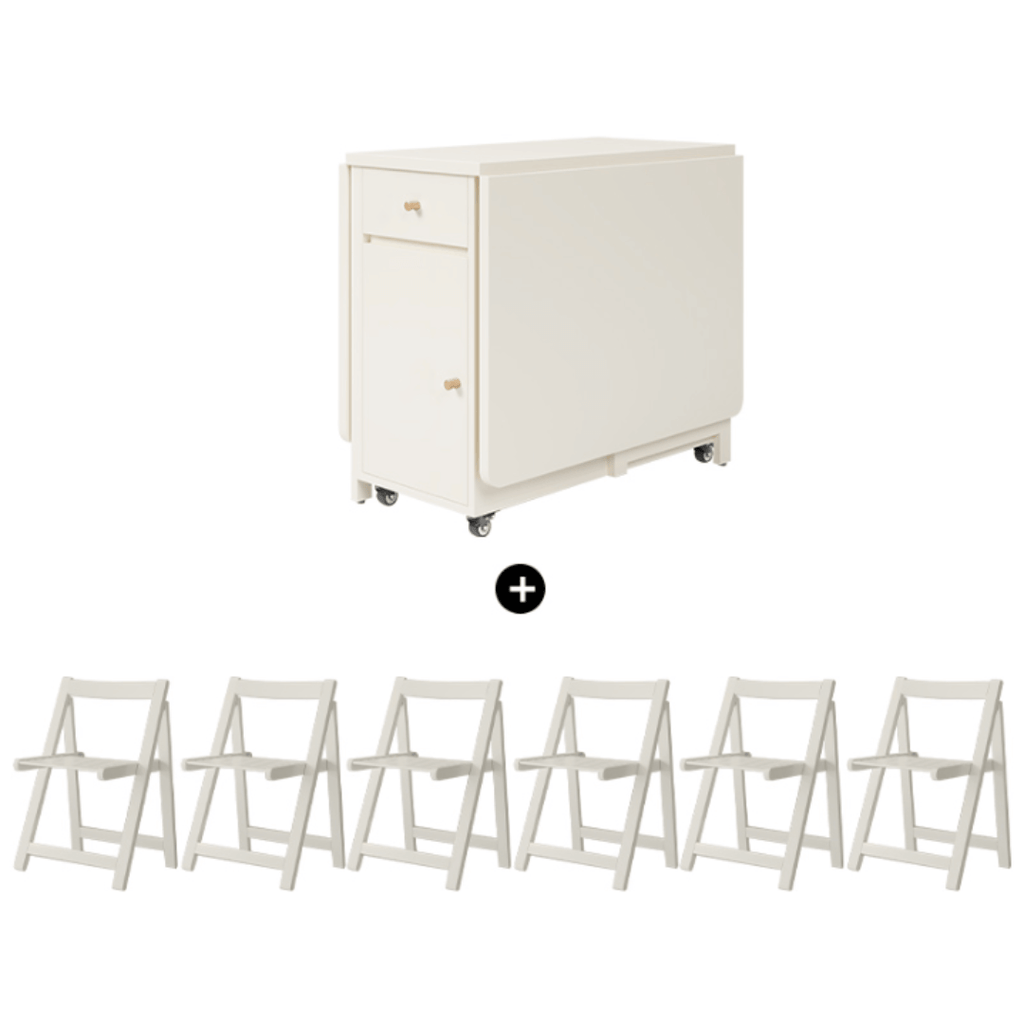 Expandable modern minimalist dining table set with chairs for stylish, space-saving meals