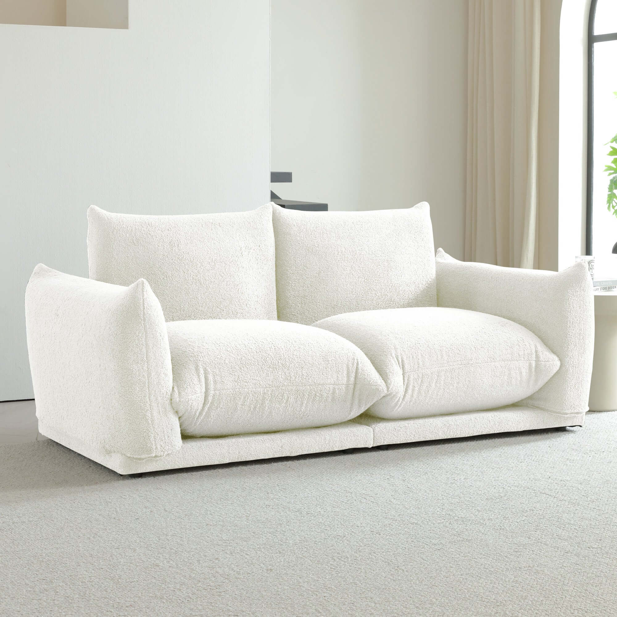 Oversized modern modular cloud sectional couch with lambswool fabric and chaise lounge