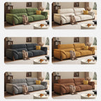 Modern green and white sofa with soft tech fabric, perfect for a cozy living room