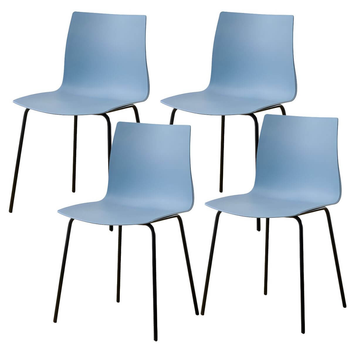 Modern plastic and acrylic side chair with metal legs, ideal for kitchen and dining rooms