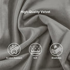 Gray velvet swivel bar stool with curved back and adjustable height, perfect for kitchen or bar seating