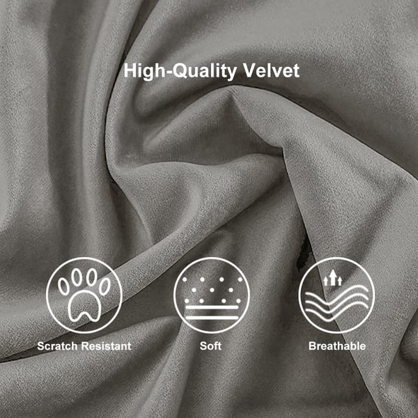 Gray velvet swivel bar stool with curved back and adjustable height, perfect for kitchen or bar seating