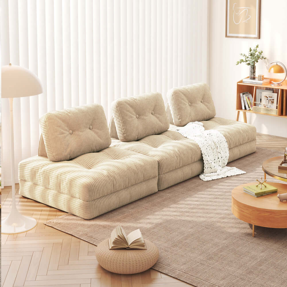Convertible modular floor couch for living room, perfect for flexible seating and lounging