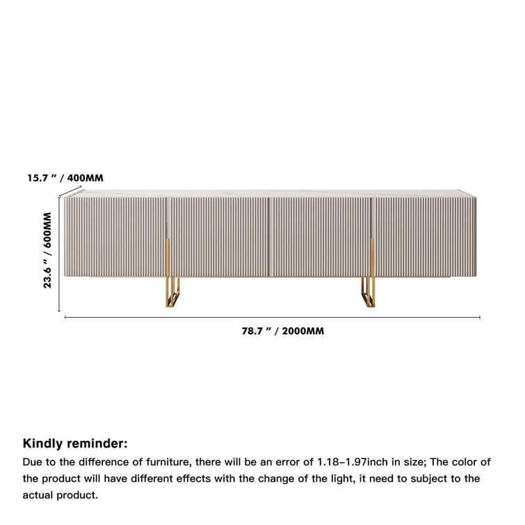 86.6-inch media console TV stand with faux marble top and storage, fits TVs up to 88 inches
