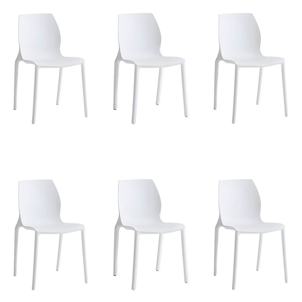 Stackable modern Scandinavian plastic and acrylic chair for kitchen and dining use