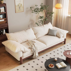 Wooden Three-Seater Sofa with Armrests – Oversized Comfort and Style