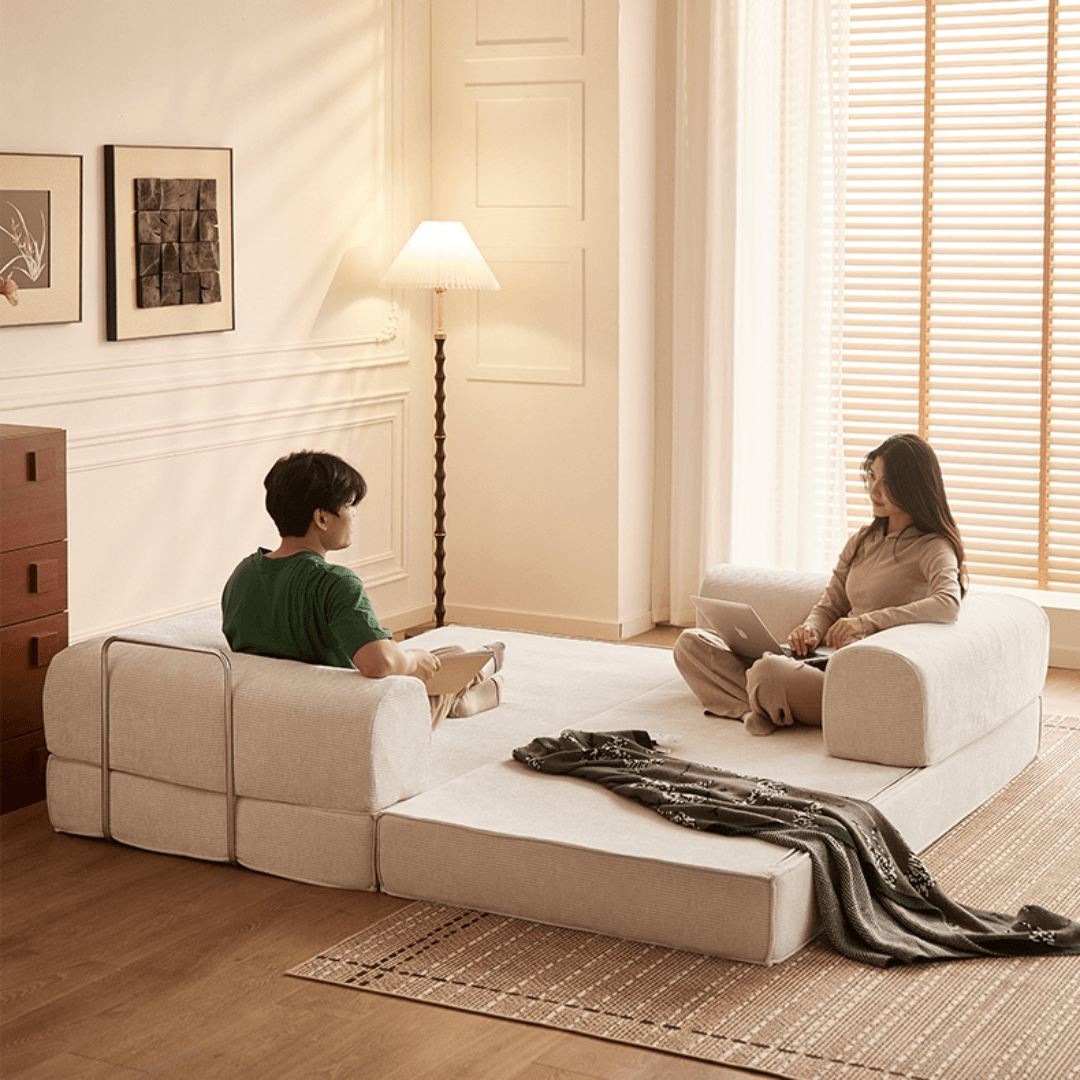 Elegant soft velvet 3-seater sofa bed with modern design and easy maintenance