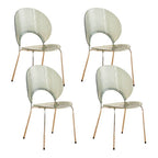 Stackable Scandinavian style dining chair with plastic seat, acrylic back, and silver legs