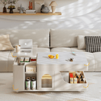 Cream lift-top coffee table with smart storage and easy mobility for modern living rooms