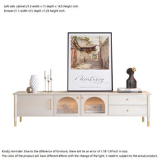 Modern Wood TV Stand Cabinet with Glass Door