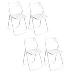 Modern collapsible open back side chair made of plastic and acrylic, ideal for kitchen and dining areas