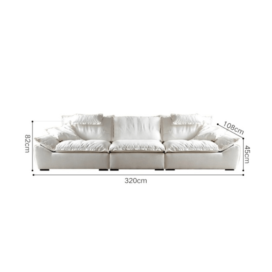 Ultra wide deep cream sailboat sofa with luxury modern minimalist design