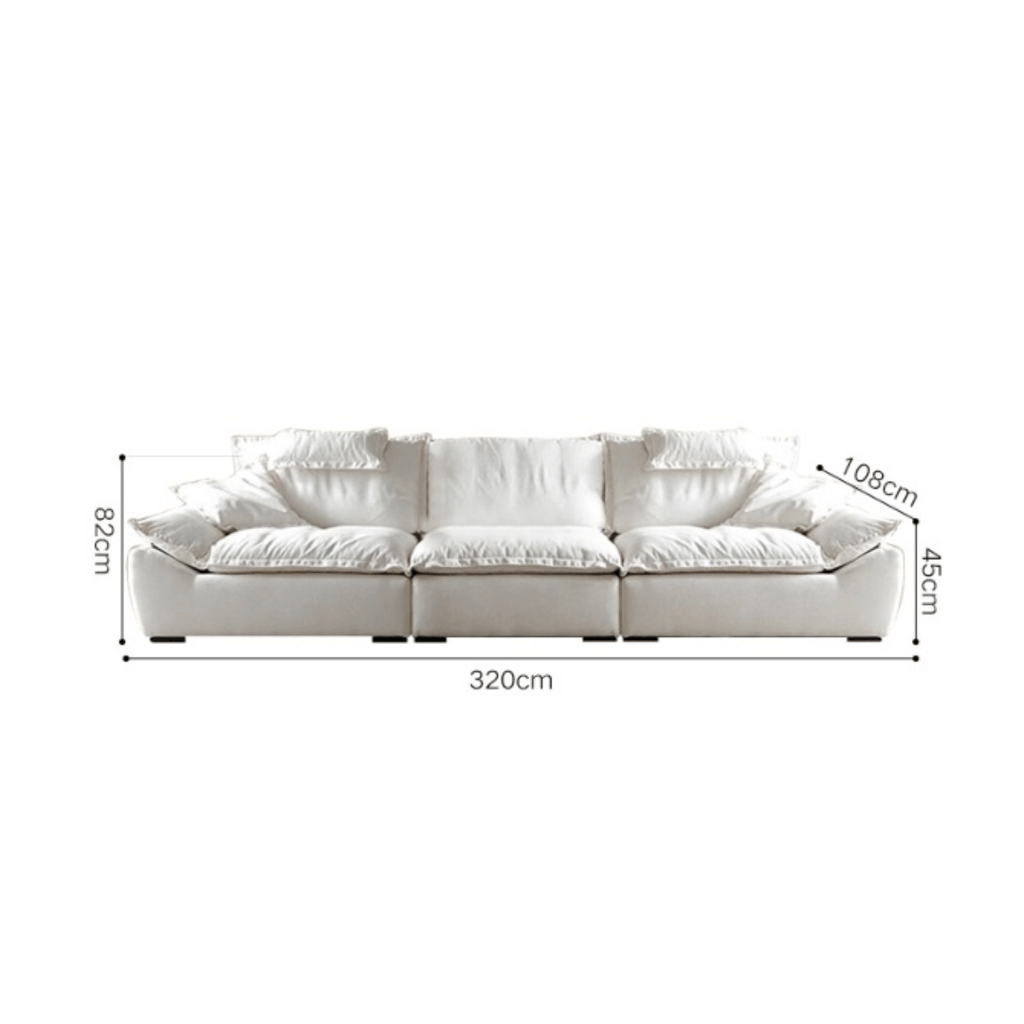 Ultra wide deep cream sailboat sofa with luxury modern minimalist design