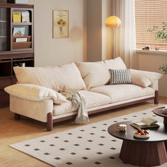 Wooden Three-Seater Sofa with Armrests – Oversized Comfort and Style