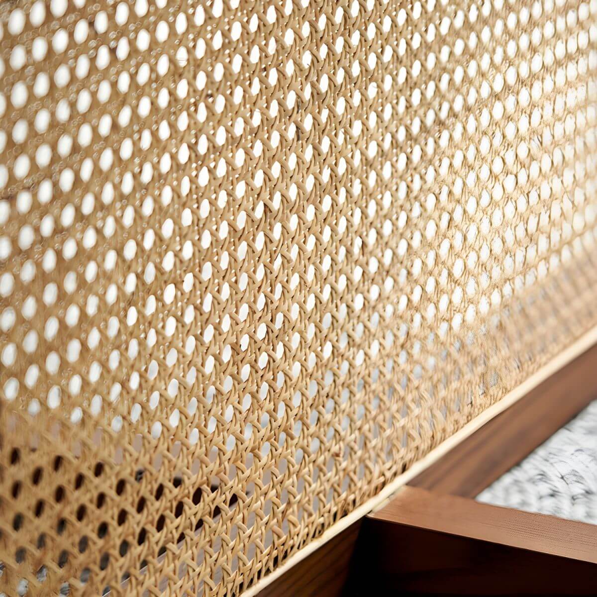 5-piece solid wood dining set with round rattan table and four chairs for dining room