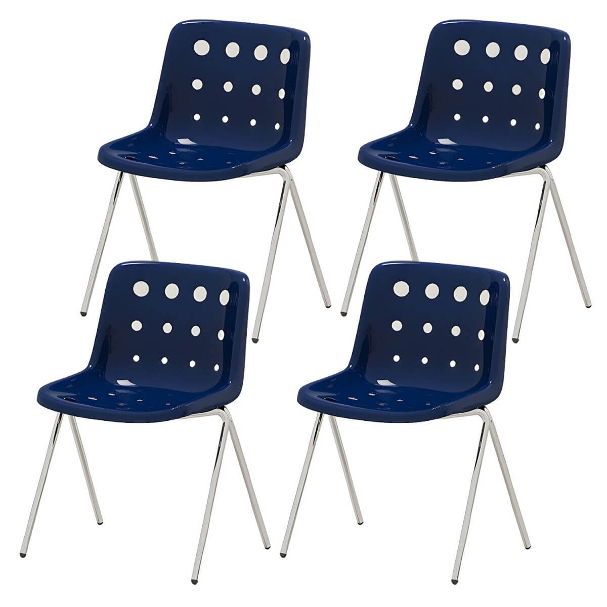 Stackable Scandinavian plastic and acrylic side chair with low back for dining