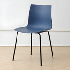 Modern plastic and acrylic side chair with metal legs, ideal for kitchen and dining rooms