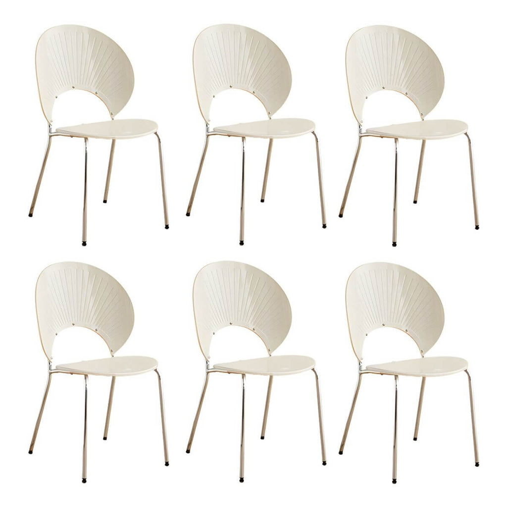 Scandinavian style stackable armless side chair made of plastic and acrylic for dining