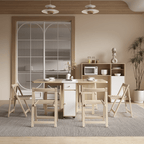 Expandable modern minimalist dining table set with chairs for stylish, space-saving meals