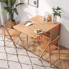 Foldable Solid Wood Dining Table and Chairs Set with Storage Space